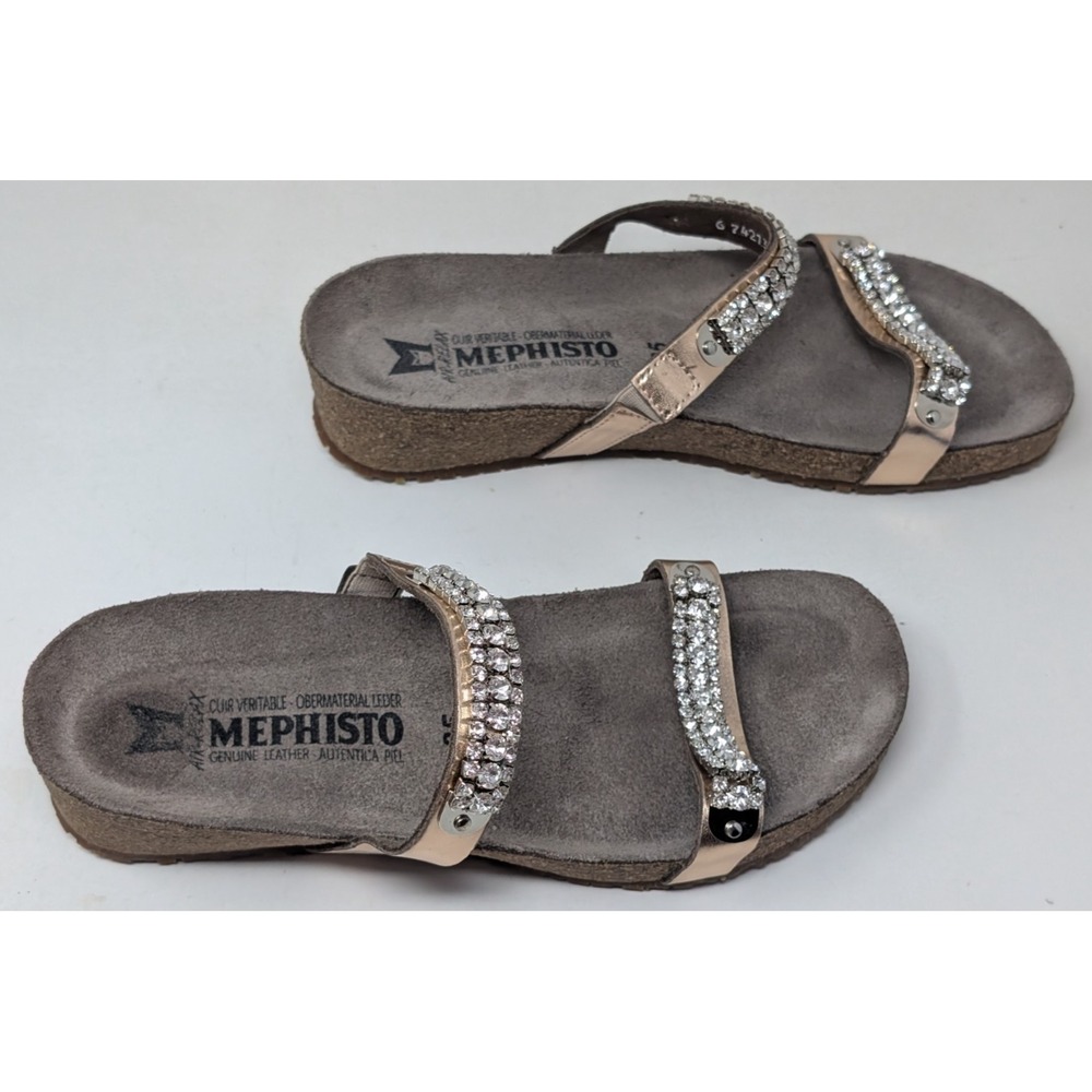 Mephisto Womens Sandals Size 35 Ivana Star Slides Rhinestone Gold VTG